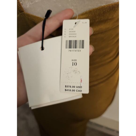 NWT MISHA x Anthropologie Pauline Bronze Asymmetric Jersey Maxi Dress $378 Sz 10 - Picture 9 of 12
